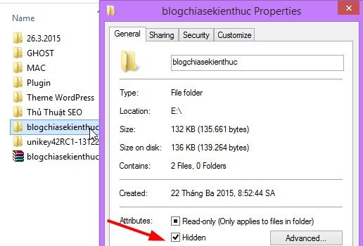 Cách ẩn file/ folder