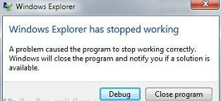 Windows Explorer has stopped working