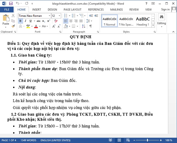 Kết quả chuyển đổi từ file PDF sang Word