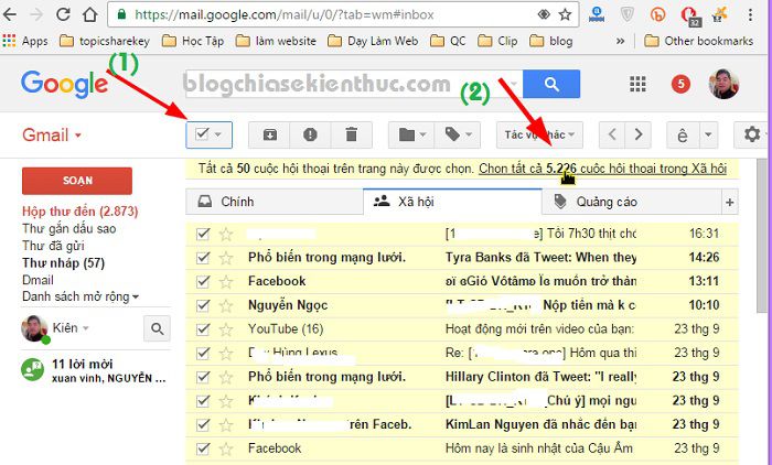 Hướng dẫn xóa toàn bộ thư trong email (Gmail, Yahoo Mail..) cùng 1 lúc