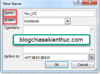 Define name trong excel