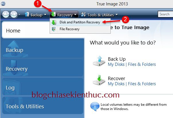 ghost file tib bằng acronis true image 2018