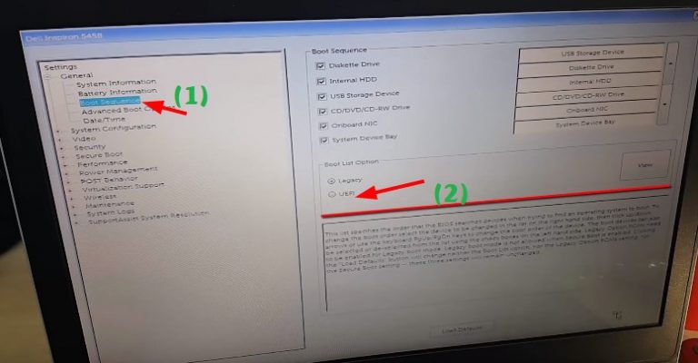 dell bios display settings