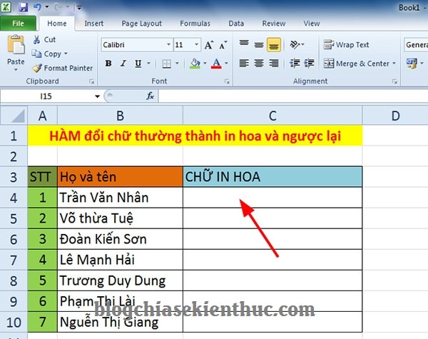 Hàm đổi chữ thường thành chữ in hoa trong Excel, và ngược lại