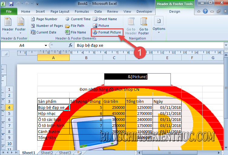 Cách chèn Watermark, chèn ảnh mờ vào trong file Excel - Blog chia sẻ kiến thức