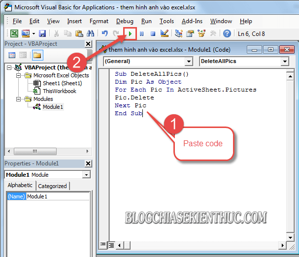 Cách xóa 1 ảnh trong Excel