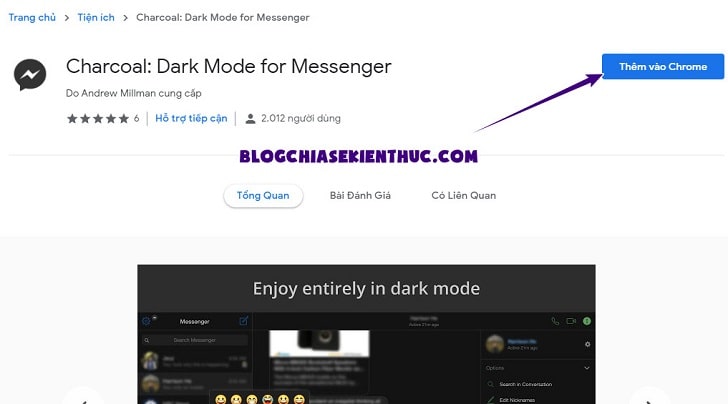 Cách sử dụng giao diện đen dark mode lên messenger nền web