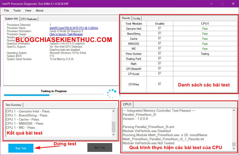 intel processor diagnostic test