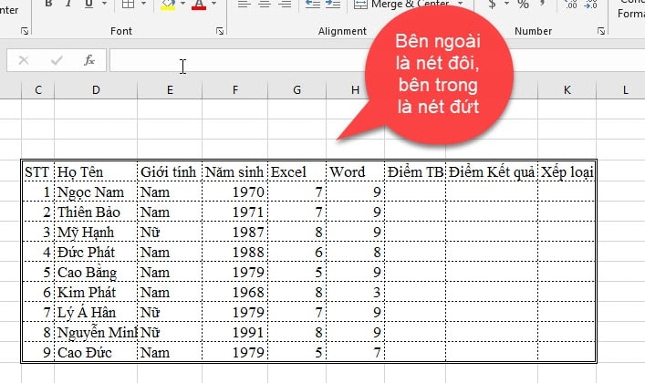 Cách tạo bảng trong Excel định dạng  làm đẹp cho bảng tính