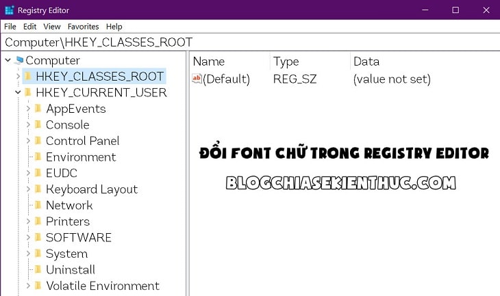 Cách đổi Font chữ trong Registry Editor trên Windows 10