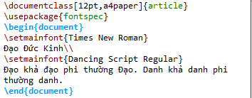 Thay đổi font chữ trong LaTeX