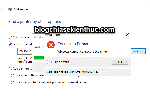 Sửa lỗi “Connect to printer: Windows cannot connect to printer”