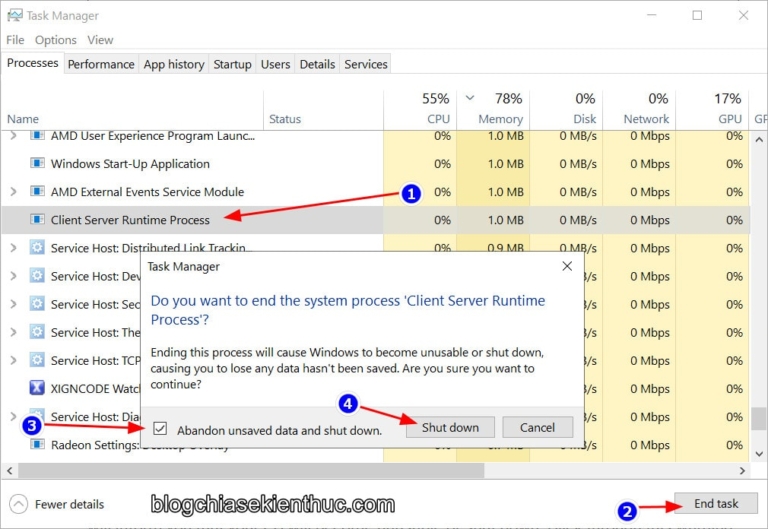 Tìm hiểu tiến trình Client Server Runtime Process trên Windows