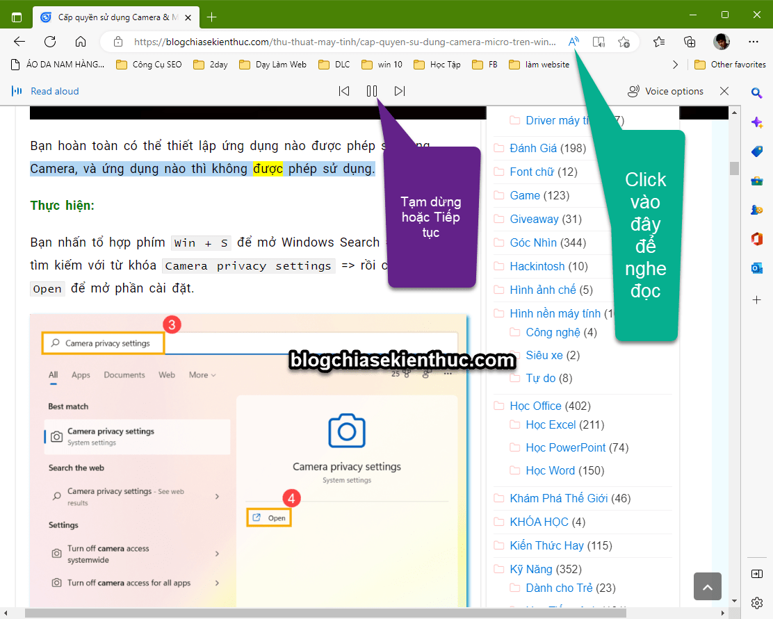 Cách sử dụng tính năng đọc văn bản trên Microsoft Edge