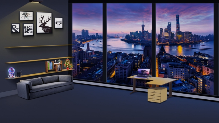 Tải hình nền máy tính có kệ để icon cho Desktop, siêu đẹp