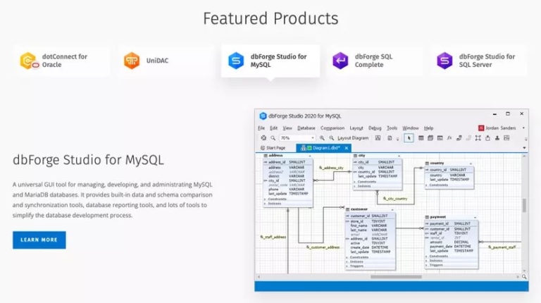 dbForge Studio for MySQL: Công cụ quản trị cơ sở dữ liệu
